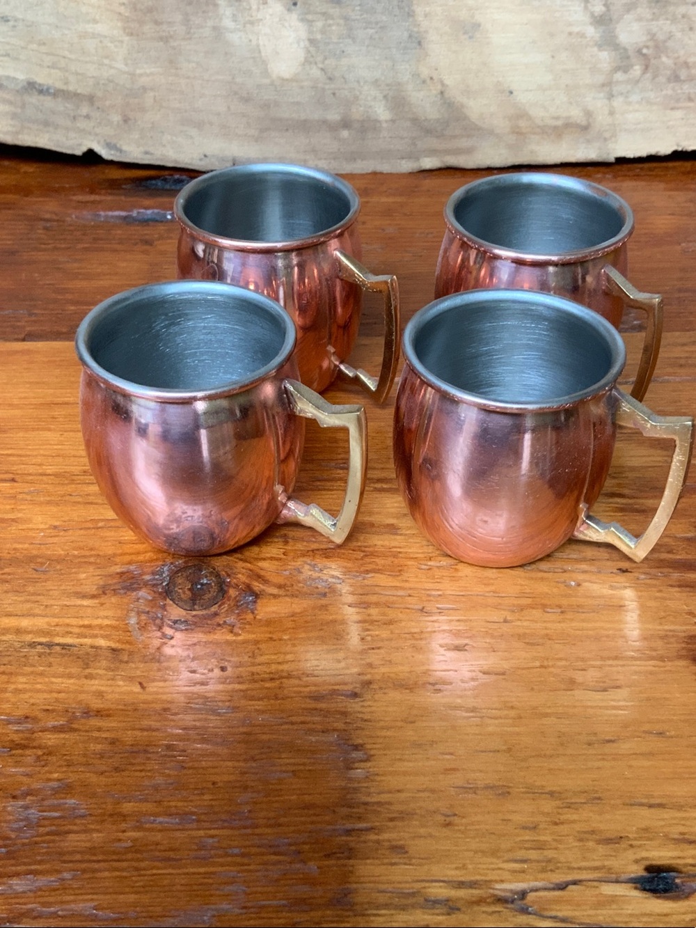 🥃 Copper Finish Moscow Mule Mugs Shot Glasses - Set of 4